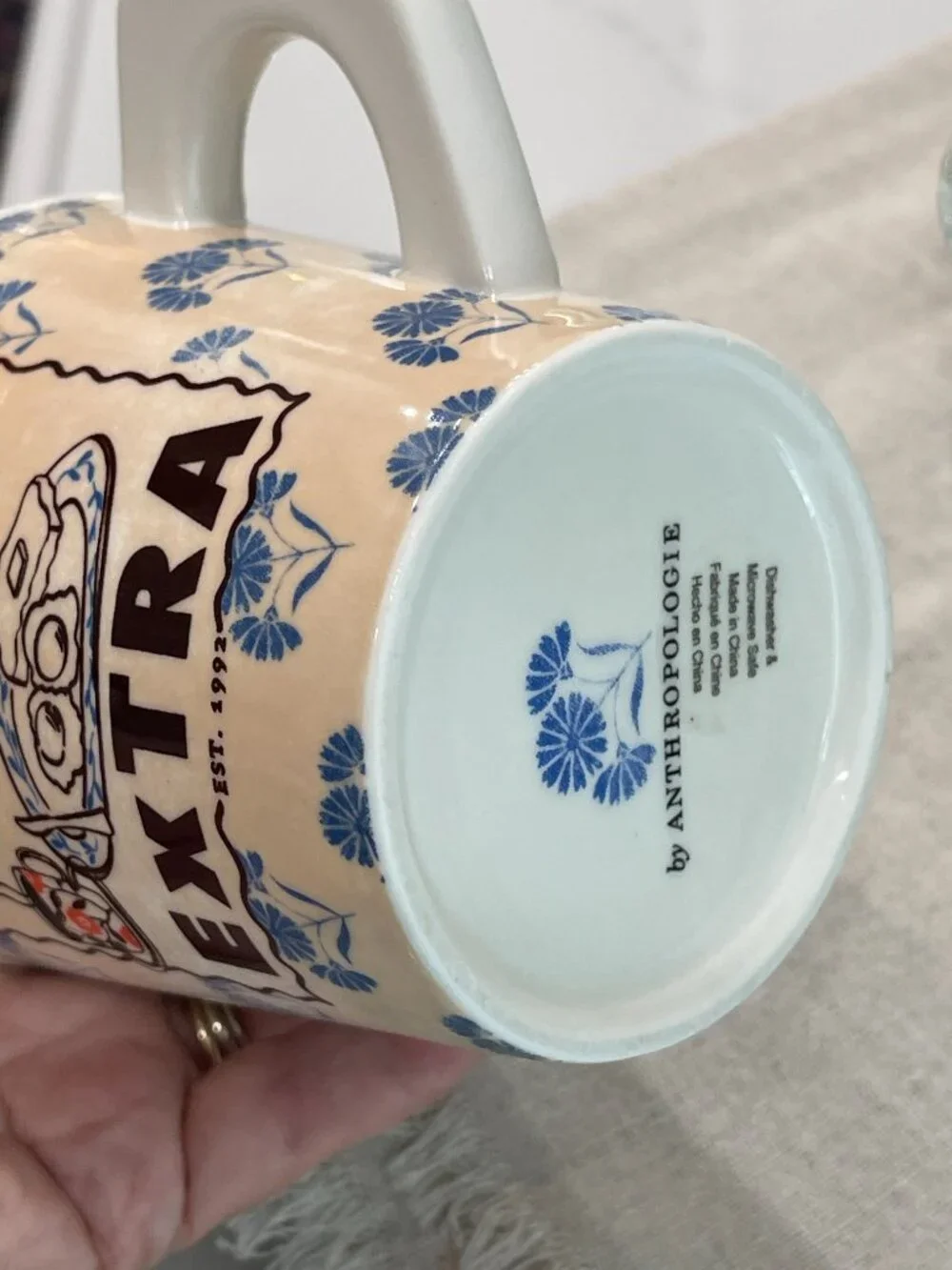 2 Anthropologie Bistro Blue 'Café Coffee Mugs--Retro Coffee Break Memories!